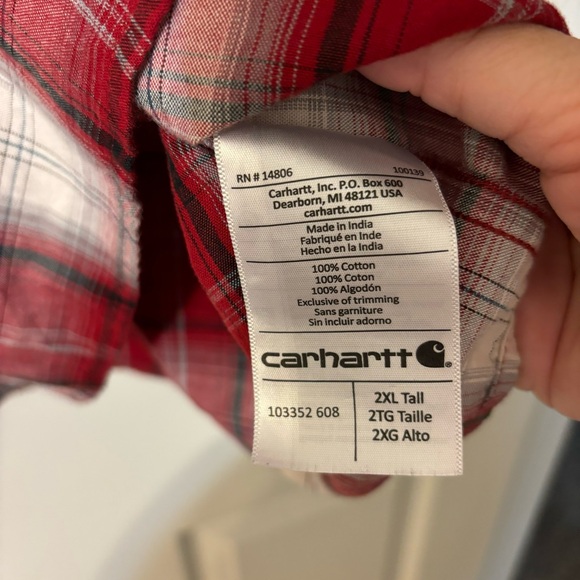CARHARRT  Relaxed Fit Plaid Button Down Long Sleeve Shirt 2XL Tall - Picture 4 of 11